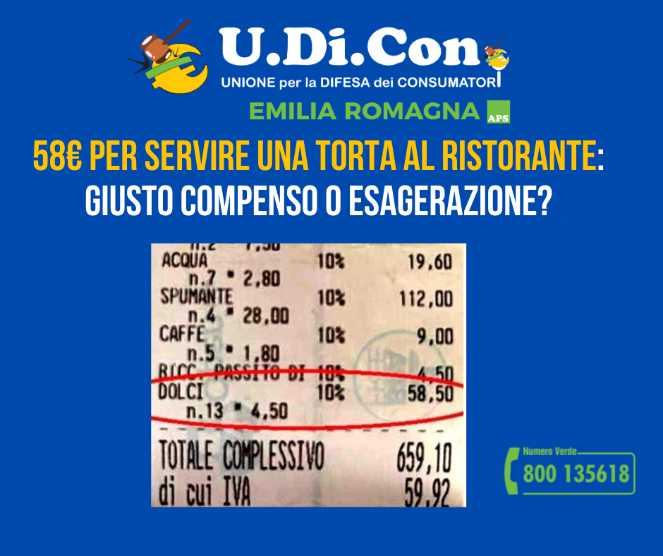 58€ per servire una torta al ristorante: giusto compenso o esagerazione?